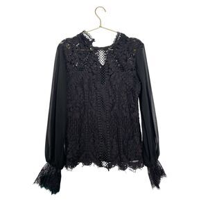 Lipsy London Black Lace Long-Sleeve Blouse – Size US 8 (SKU:‎ 365)